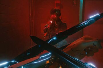 Клинки богомола из Cyberpunk 2077, скриншот: YouTube