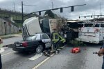 ДТП з вантажівкою і поліцейським авто, скріншот