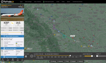 Маршрут полета SkyUp Boeing 737-800 UR-SQP, скриншот: Flightradar24