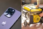 iPhone 15 и генератор, коллаж