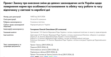 Картка законопроєкту про повернення вихідних у свята