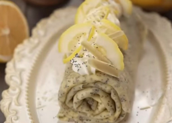 Млинцевий рулет з маком та лимоном: фото скрін рецепту