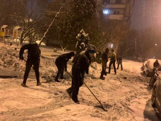 Львовяне самостоятельно убрали снег, фото с фейсбук