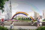 Инсталляция «Новая радуга» на площади Zbawiciela в Варшаве