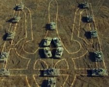 Українські танки вишукувались у велетенський тризуб (відео)