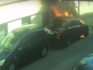 підпал автомобіля Болдіна в Одесі, скрін з відео