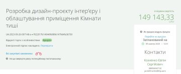 Тендер на розробку "кімнати тиші". Фото скріншот з Prozorro