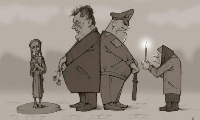 На президентську охорону в Музеї голодомору намалювали карикатуру