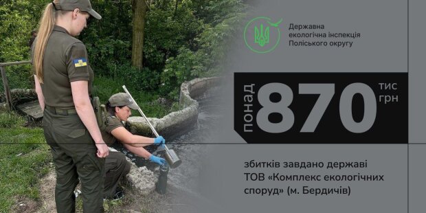 Фахівці Держекоінспекція виявили збиток державі у майже 900 тисяч: ТОВ рік скидало воду у річку