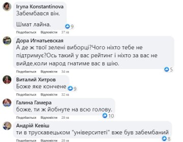 Скриншот комментариев, Facebook