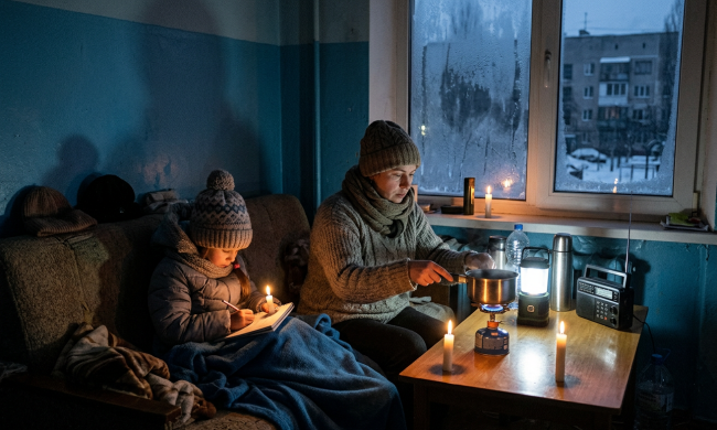 Тяжелая зима в Украине. Фото: сгенерированное ИИ