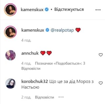 Комментарии, скриншот: Instagram (Каменских)