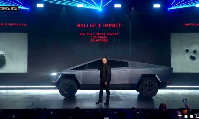 Tesla Cybertruck, скриншот с видео