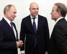 Володимир Путін, Антон Силуанов і Віктор Медведчук, джерело - 112.ua