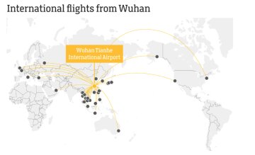 Міжнародні рейси з Ухані, скріншот: Flightconnections.com