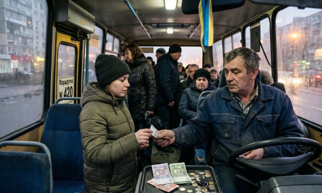 маршрутка салон пасажири проїзд гривні