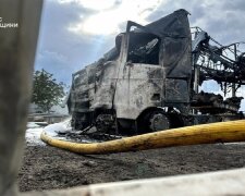 Пожежа після атаки дронів у Бориспільському районі