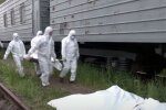 Рефрежераторные вагоны с телами оккупантов. Фото: скриншот Youtube