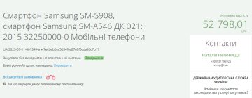 Тендер на придбання телефонів, скріншот