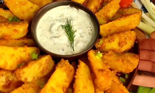 Хрустка картопля по-селянськи: фото скрін рецепту