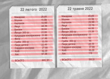 Порівняння цін в українському супермаркеті за 22 лютого і 22 травня