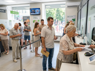 Люди в банке. Фото: сгенерированное ИИ