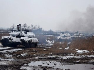 Планові навчання танкістів у Донецькій області, фото ООС