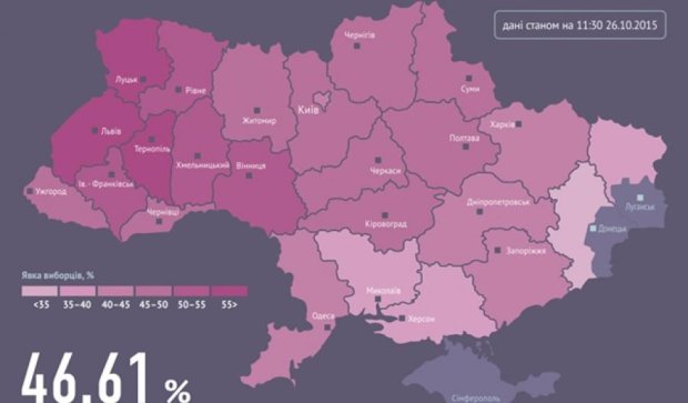 В інтернеті поширили інфографіку явки українських виборців