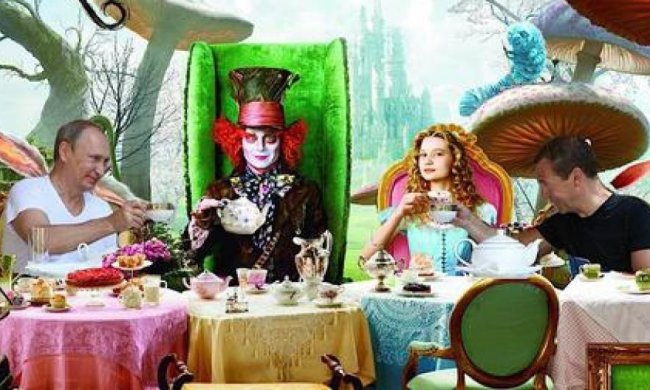 Путин в стране чудес: фотожабы на тренировку и завтрак с Медведевым (фото)