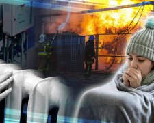 Опалення, обстріли, колаж із вільних джерел