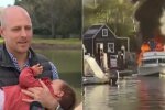 Загорівся човен, фото: 7NEWS