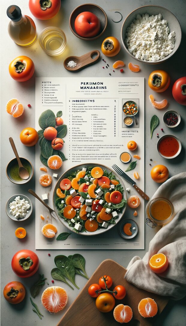 рецепт салата с хурмой, мандаринами и фетой