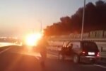 Крымский мост пылает. Фото: скриншот с видео