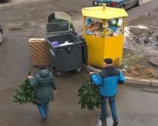 Лучше поздно: киевляне активно избавляются от новогодних елок