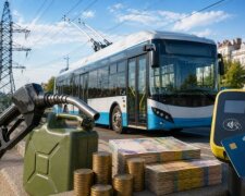 Общественный транспорт, автобус на улице украинского города