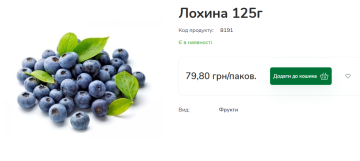 Ціни на лохину. Фото: скрін Інтернет-ринок "Шувар"