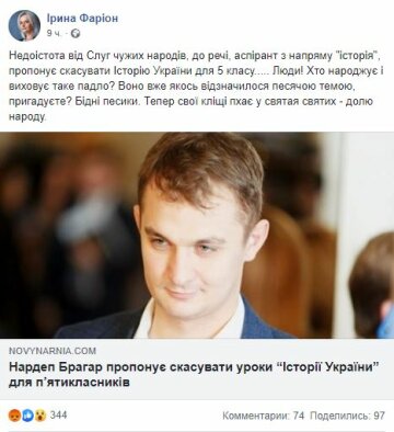 Публікація Ірини Фаріон, Facebook