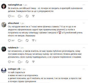 Зниження оцінки через почерк: коментарі Тhreads