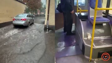 Затоплена вулиця в Дніпрі після сильного дощу