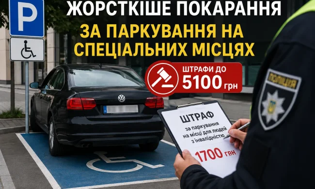 Паркування на місцях для людей з інвалідністю: нові штрафи