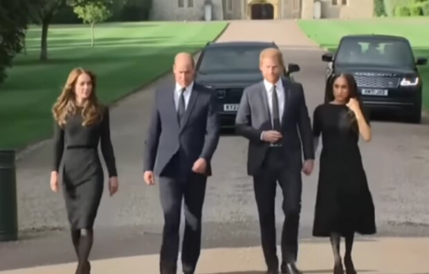 Кейт Миддлтон, принц Уильям, принц Гарри и Меган Маркл, кадр из видео