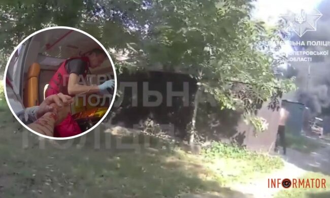 Перші хвилини після російської атаки на Дніпро, кадр з бодикамери поліції
