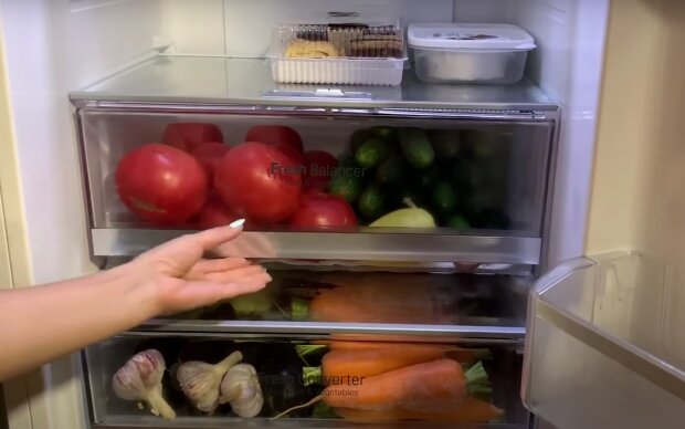 "Продукти в холодильнику. Фото: скрін youtube"