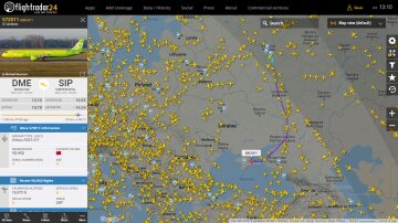 Авіарейси, скріншот: flightradar24