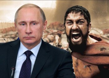 Путин и спартанцы, фотожаба