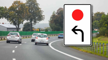 Знак із червоною крапкою та стрілкою : фото Avtomob