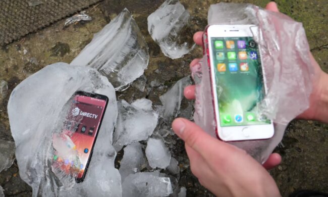Samsung Galaxy S8 и iPhone 7 испытали экстремальным холодом