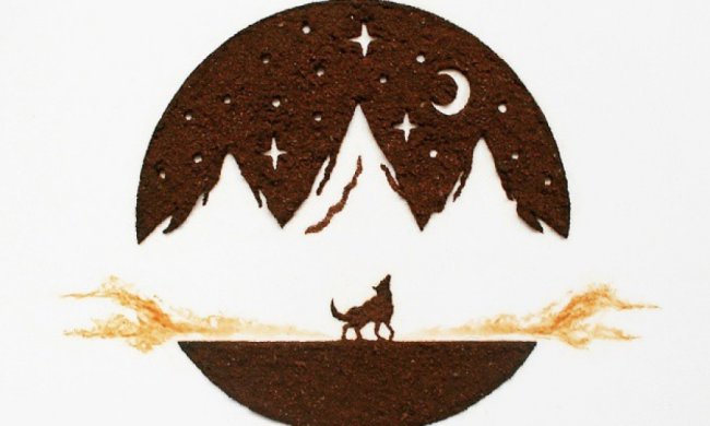 Індонезієць творить кавові шедеври на засохлому листі (фото)