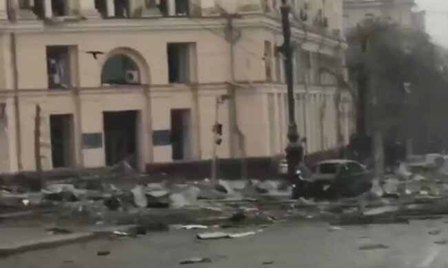 Удар по Харкові, скріншот з відео