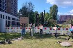Протест жителей Теремков против вырубки лесополосы под теплотрассу